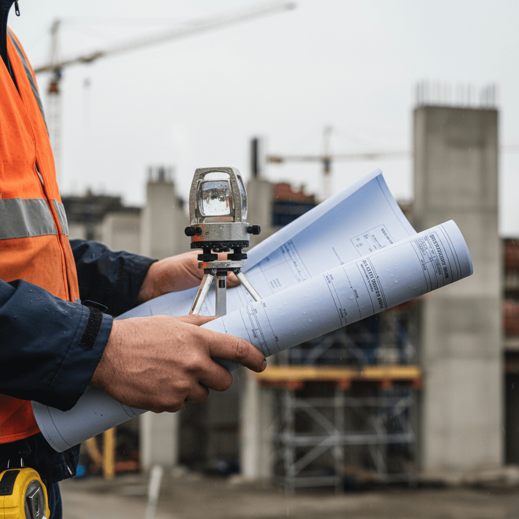 Civil engineer inspecting a construction site